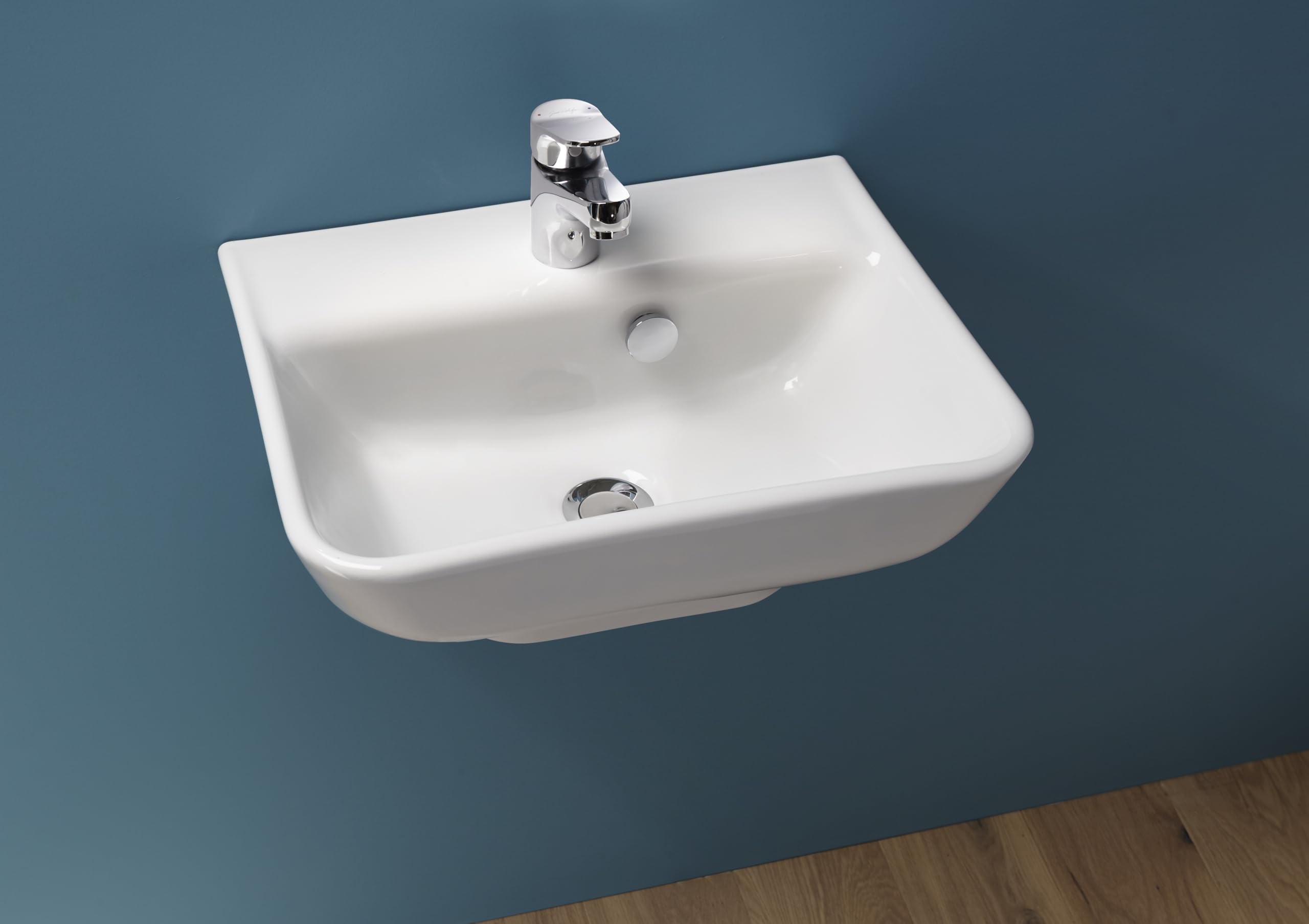 Jacob Delafon - Lave-mains Struktura 45cm, non meulé pour installation sur colonne ou suspendu - 1 trou avec trop plein - Blanc -EGH112-00