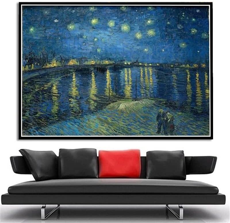 Miniatura 2 de Pintura por números para adultos Noche estrellada sobre el Ródano Pintura por Vincent Van Gogh Pintura DIY Pintura por Números Kits sobre lienzo
