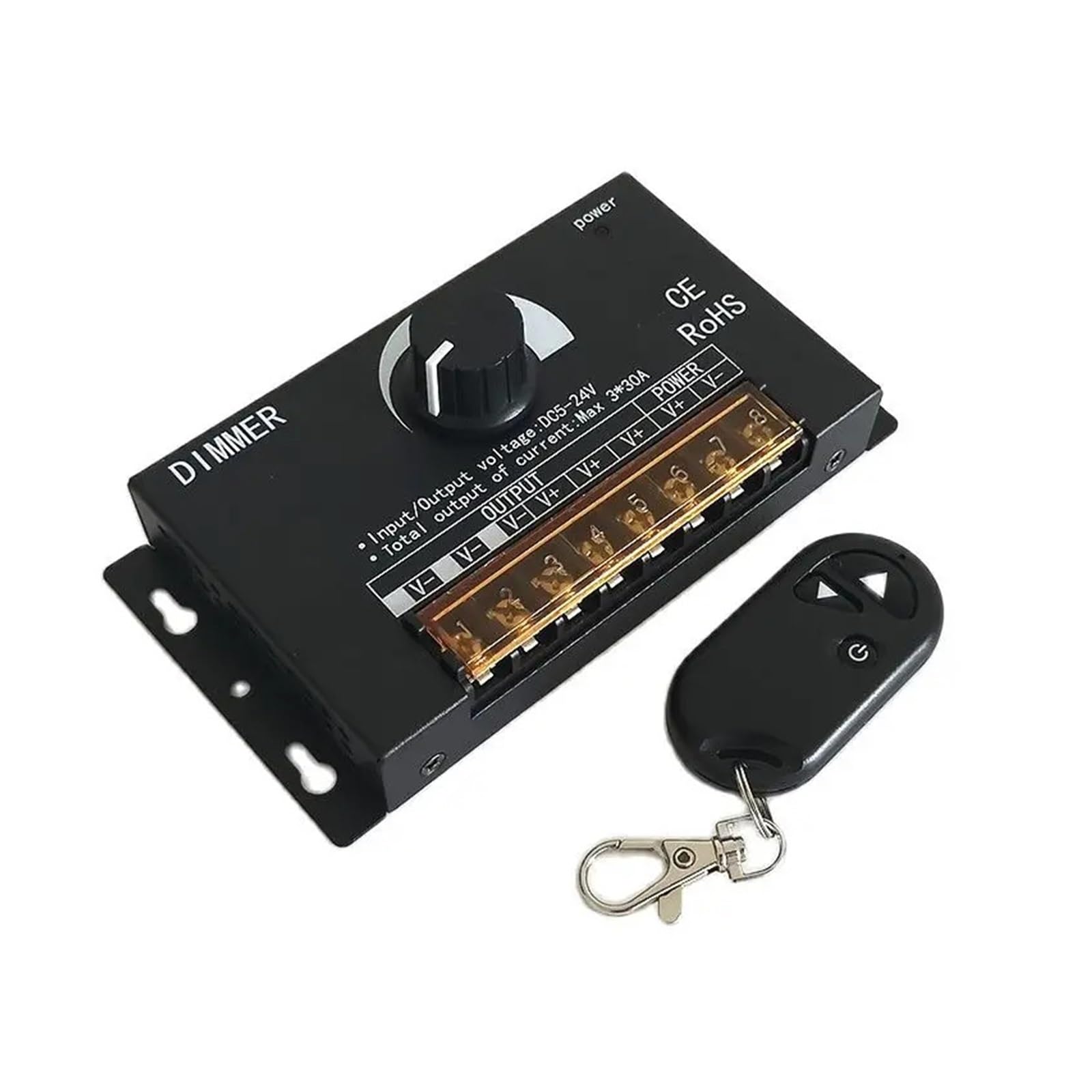 Interruptor de atenuación LED continuo, CC 5 V, 12 V, 24 V, 30 A, 90 A, control remoto, barra de luz LED de un solo color, controlador de ajuste de brillo (5-24 V, 3 x 30 A)