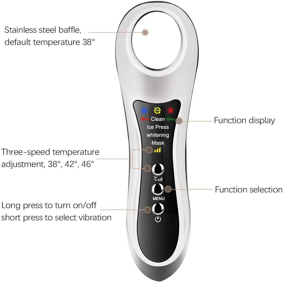 Skin Whitening Maschine, Heiße und Kalte RF Vibration Anti Aging Gesichts Toning Gerät Faltenentferner Maschine, Beseitigen Sie Ödeme, Haut Reinigen und Poren Schrumpfen