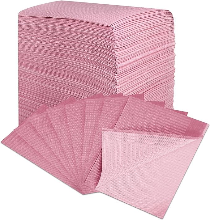 MUNTRADE Baberos Desechables para Tatuajes 45x33 cm | Campos de Trabajo (250 unidades, Rosa)