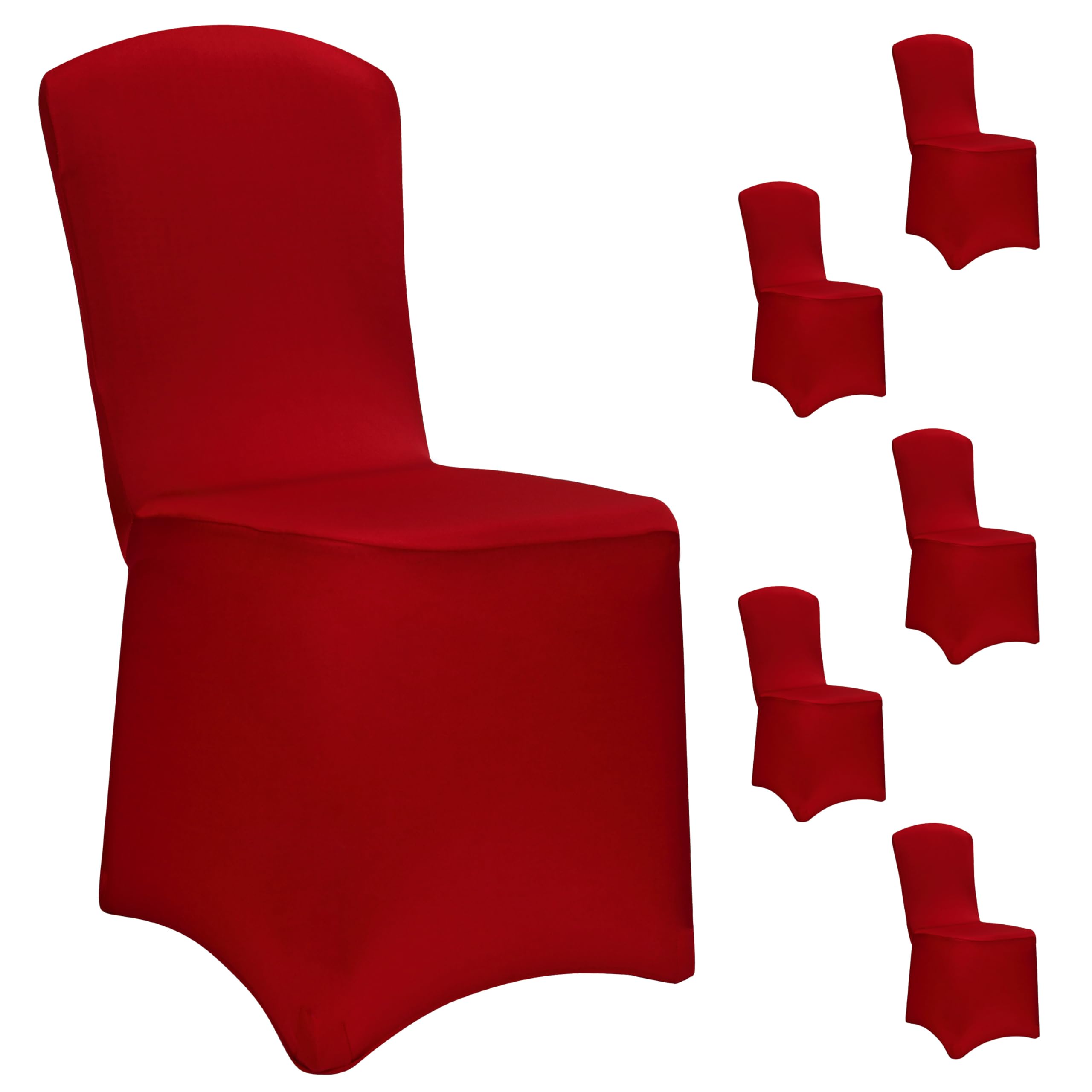 DETEX® Stuhlhussen 6er Set Rot Hochzeit Stretch Öko-Tex Dehnbar 30°C Waschbar Stuhlbezug Hussen für Stühle Bezug Überzug Deko Esszimmerstühle ohne Armlehne