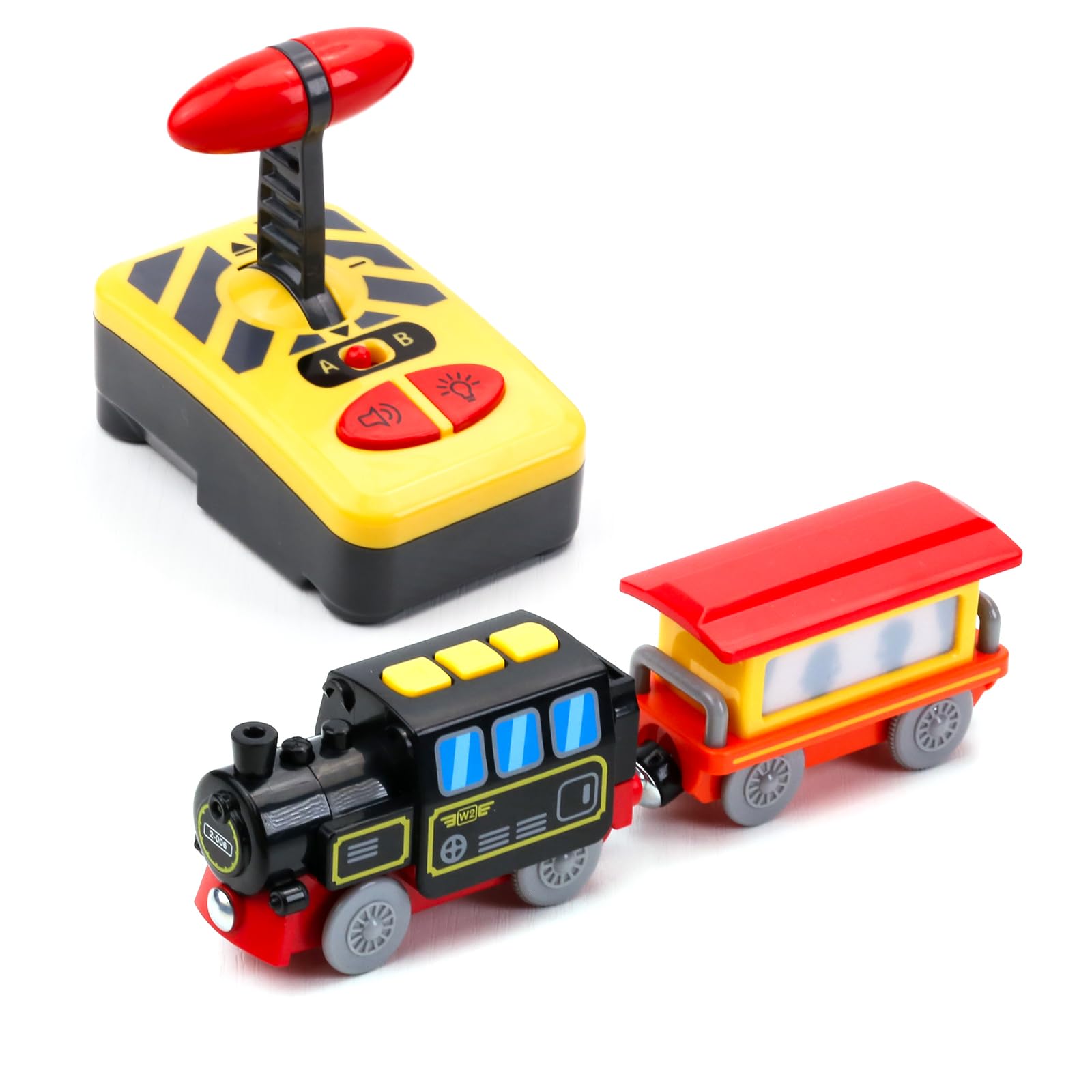 EVERGD Electric Train Set for Kids, Magnetic Martin Battery Powered Powerful Engine Locomotive Train Set Educational RC Train Model for Wooden Track (Black-Remote Control) — image 1
