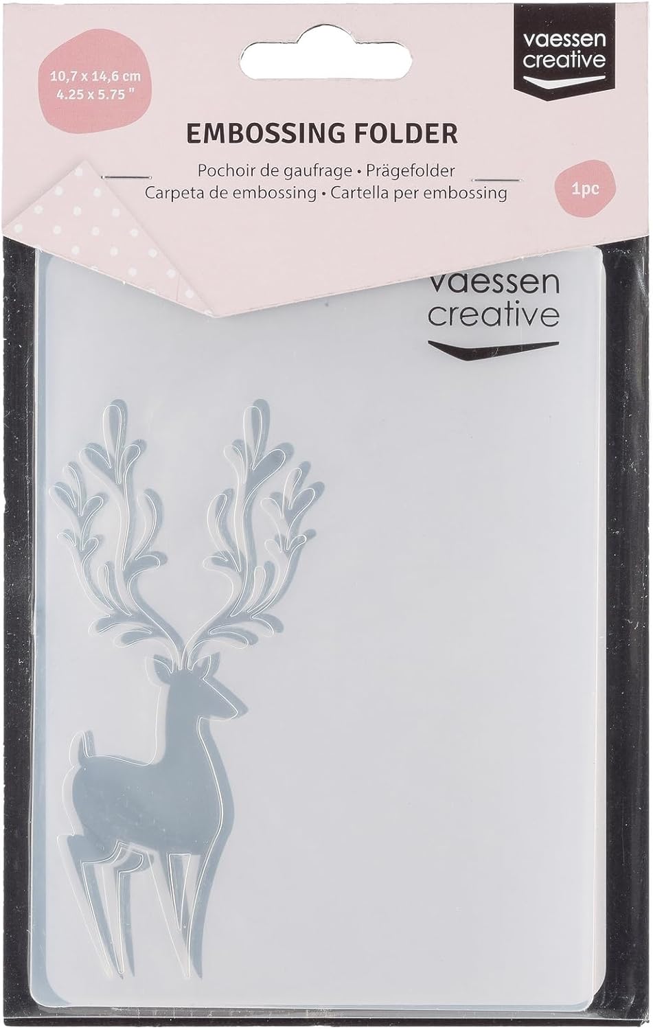 Vaessen Creative Embossing Folder Reindeer in Corner 14.6 x 10.7 cm - Embossing Folder for Card Crafts, Scrapbooking, Journaling - Reusable, Precise Results, for Die Cutting Machines