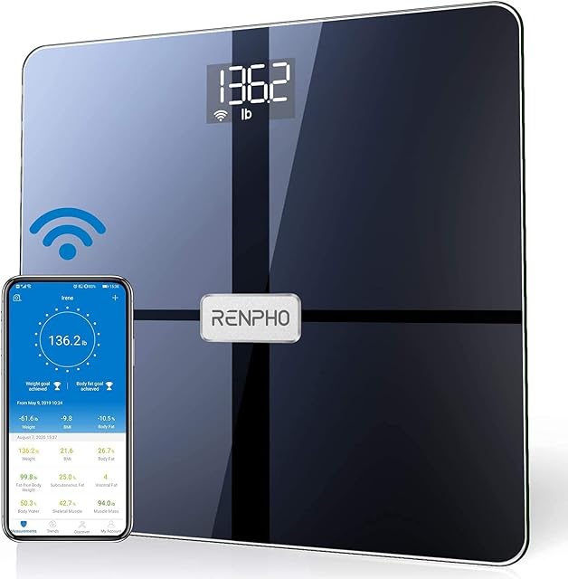 RENPHO Wi-Fi Body Composition Scales, Scales for Body Weight with Baby Mode, Bluetooth Body Fat Scale, Digital Weighing Bathroom Smart Scale Body Composition Monitor with App for Fitness, Elis Aspire