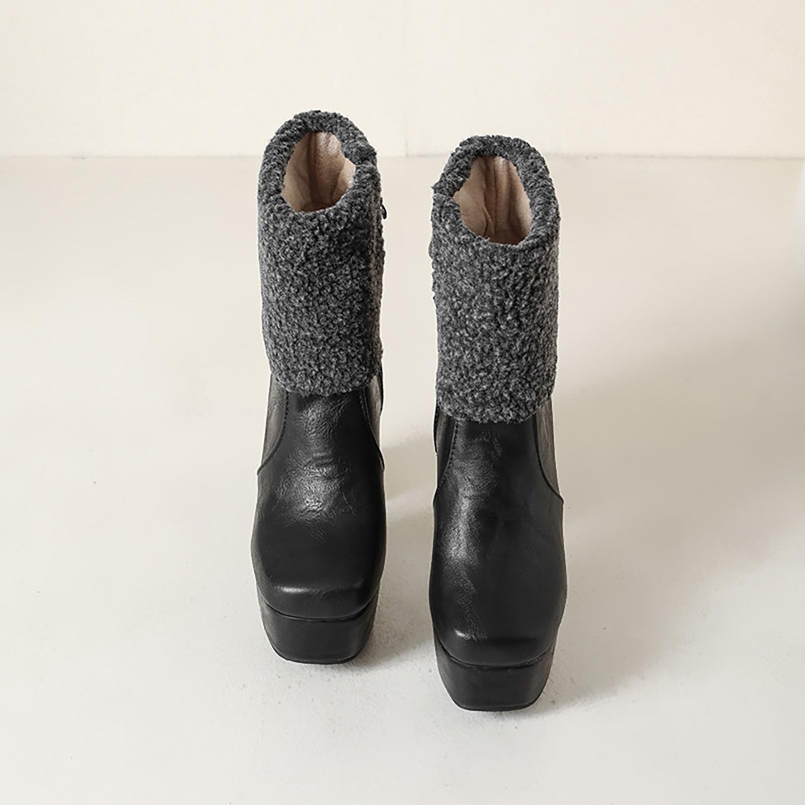 Generico Stivaletti Donna Platform, Tacco Largo Alto per Inverno