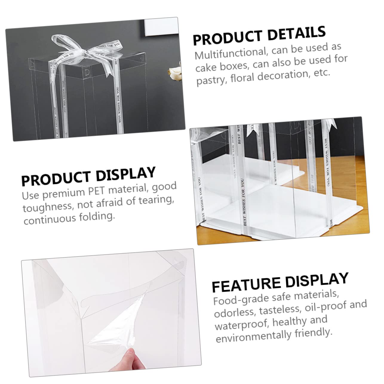 2pcs 3 1 Cake Box Box The Pet With Cover White