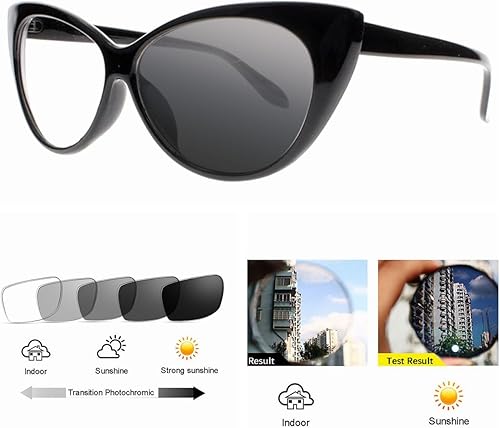 Miniatura 2 de EFLAL Bifocal - Cristal de lectura fotocromático de transición bifocal ajustable UV400 con ojo de gato +1.0 +3.0 cerca de lejos