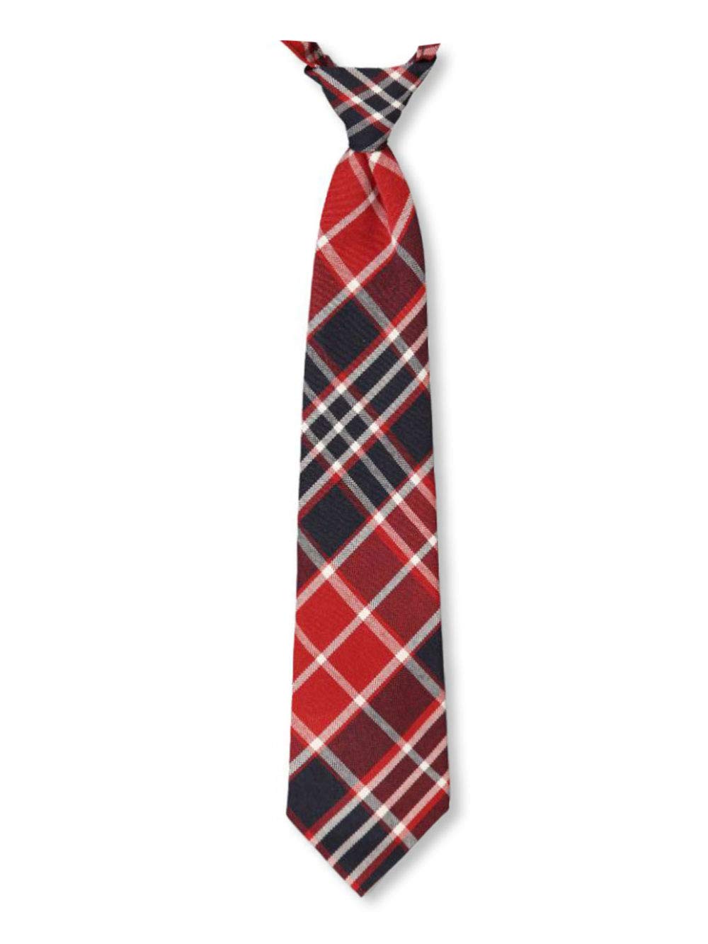 Cookie's Adjustable Banded Necktie with Clip - red/navy/white *plaid #570*, 12