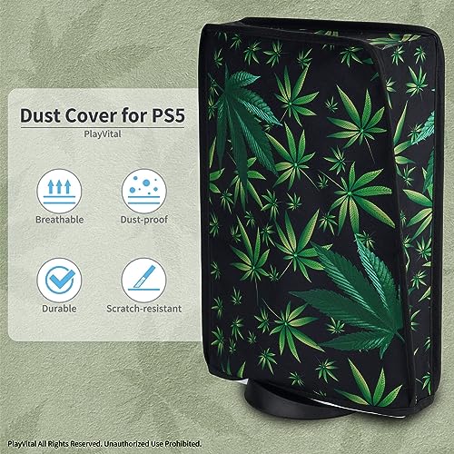 Image of PlayVital Dust Cover for ps5, Dust Guard for ps5 Console, Anti Scratch Waterproof Cover Sleeve for ps5 Console Digital Edition & Disc Edition - Green Weeds