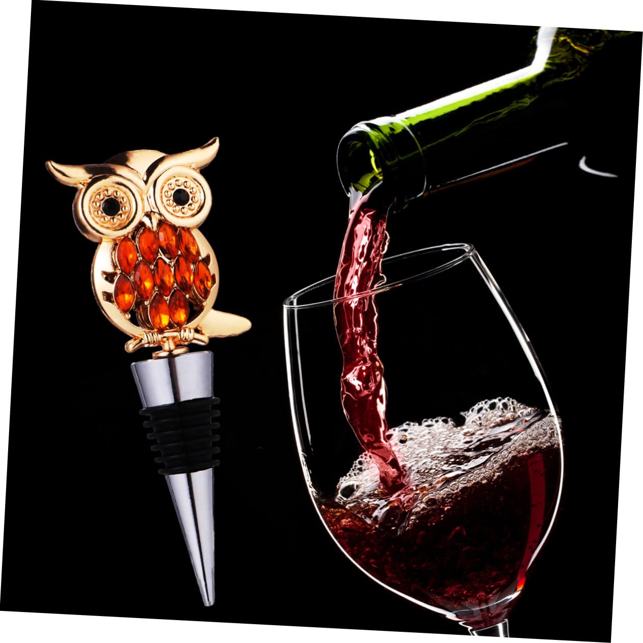 Gatuida Bouchon à Vin en Alliage Zinc Forme Hibou Doré Réutilisable Prise à Vin Domestique Bière la Cuisine
