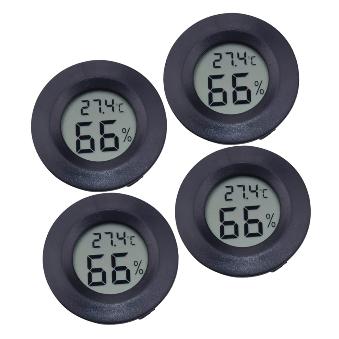 TOYANDONA 3 Series Termómetro Higrómetro Digital Accesorios Para Reptiles Terrario De Reptiles Humedad Vivero Redondo Monitor De Acuario Hogar Interior Black 4 Piezas*3