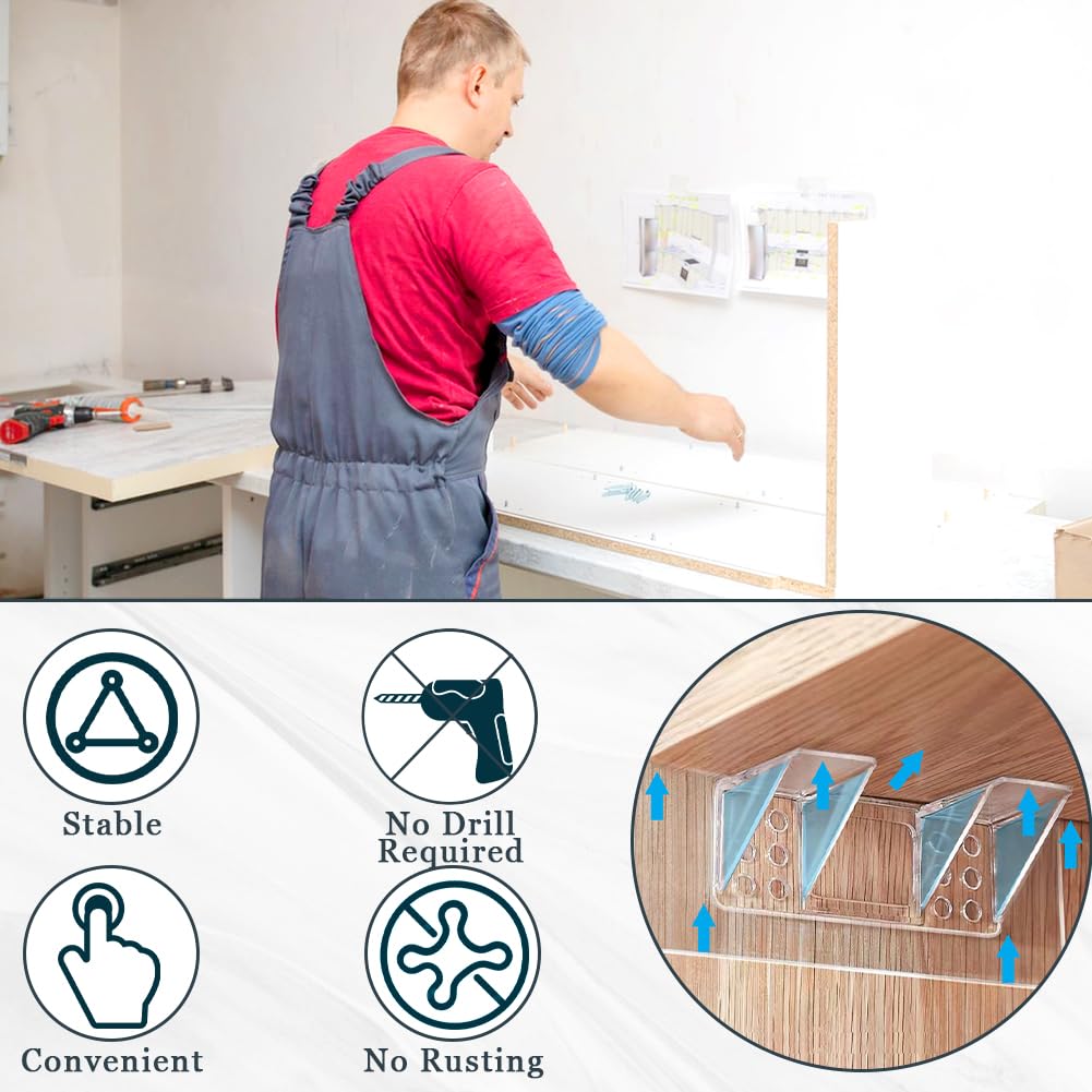 12 Pcs Punch Free Shelf Support Peg，Self Adhesive Support Shelf Bracket，Strong Load Bearing for Shelves Kitchen Cabinet Book Closet — Amazon image 6