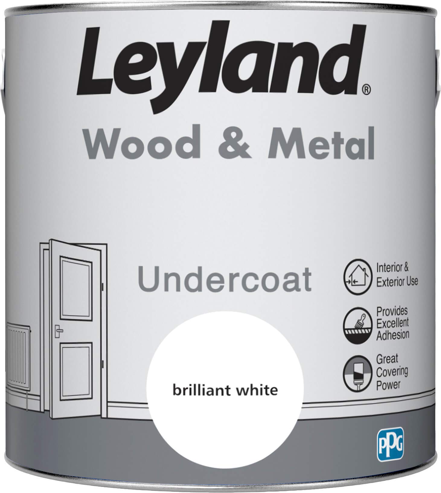 Leyland Wood & Metal Undercoat, Brilliant White, 2.5 Litre
