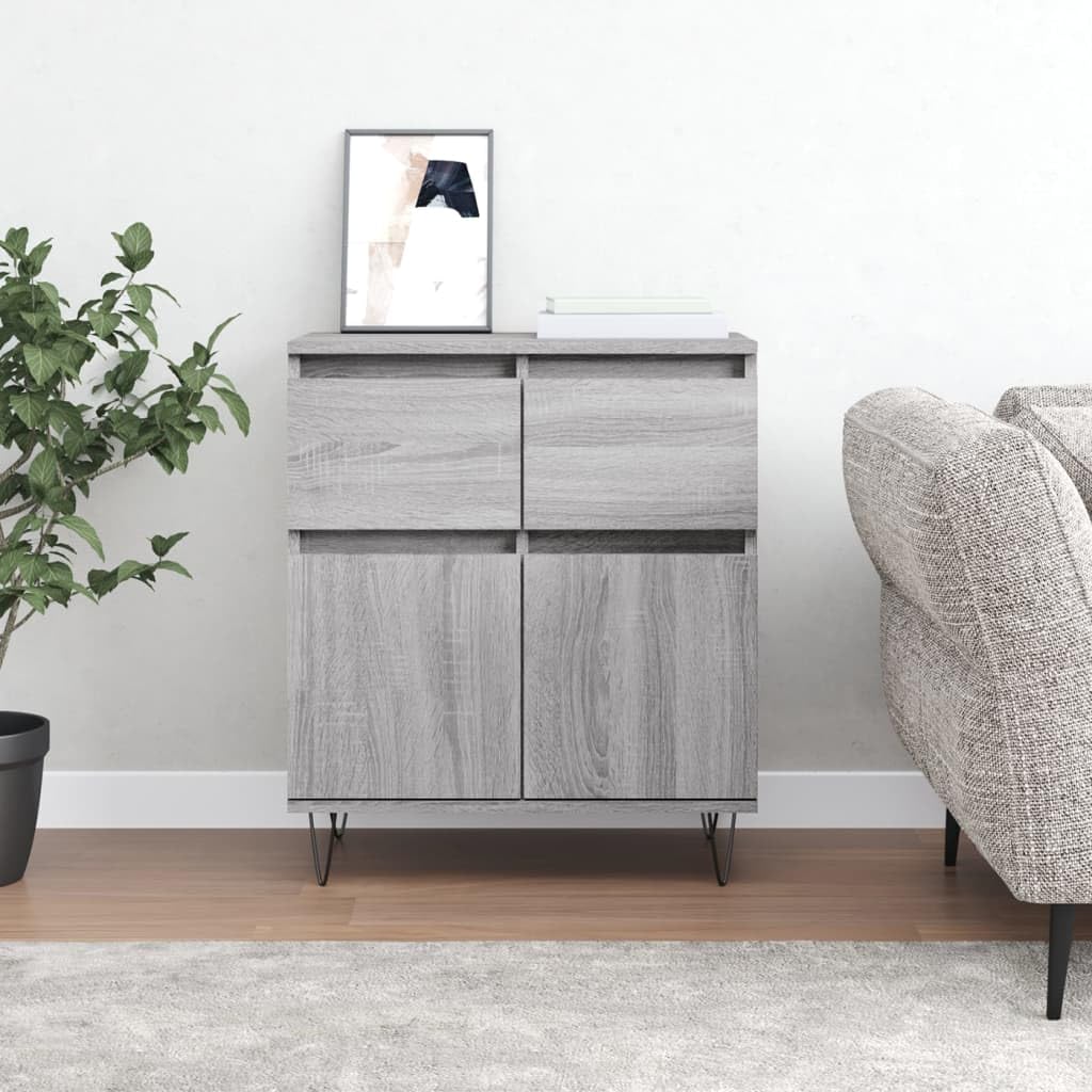 vidaXL Buffet, Armoire avec Pieds, Meuble de Rangement, Organisateur de Salon Salle de Séjour Maison Intérieur, Sonoma Gris Bois d'Ingénierie