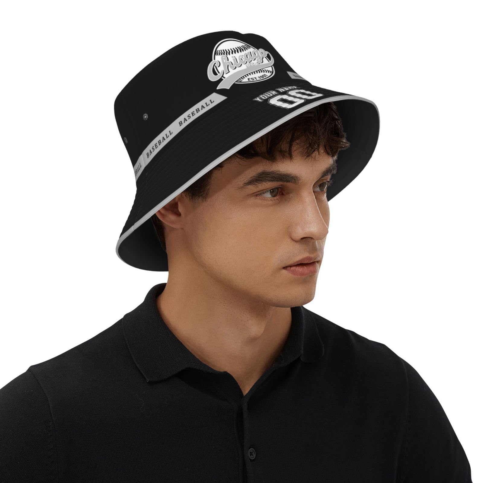 Custom Chicago W Bucket Hat for Women Men,Personalized Custom Baseball Fisherman Hat Travel Beach Sun Cap,Classic Gifts of Sports Fans