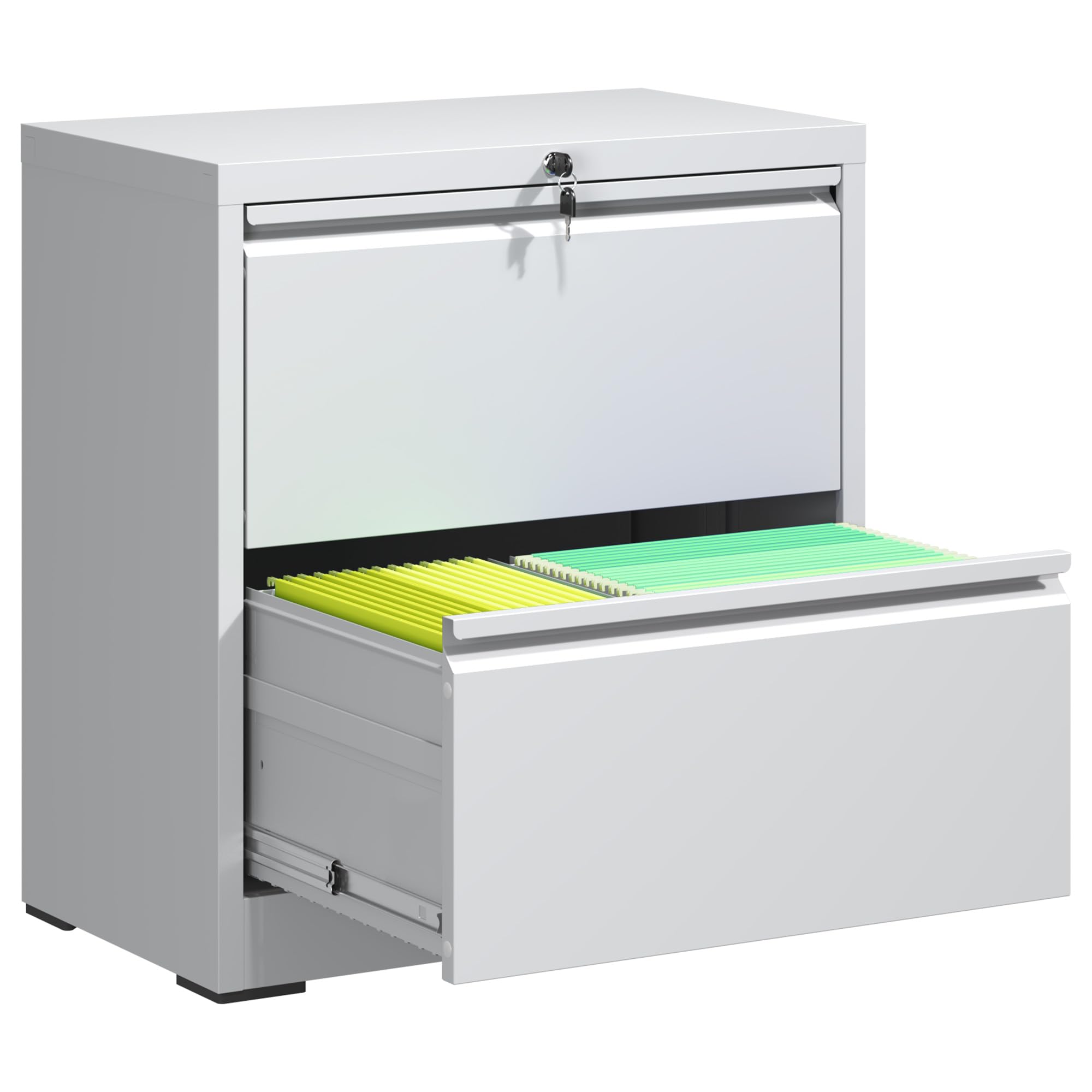 VIYET 2 Drawer File Cabinet,Metal Lateral Filing Cabinet with Lock,Home Office Storage Organizer Cabinet for Legal/Letter/A4/F4 Size Files,26.8" W,