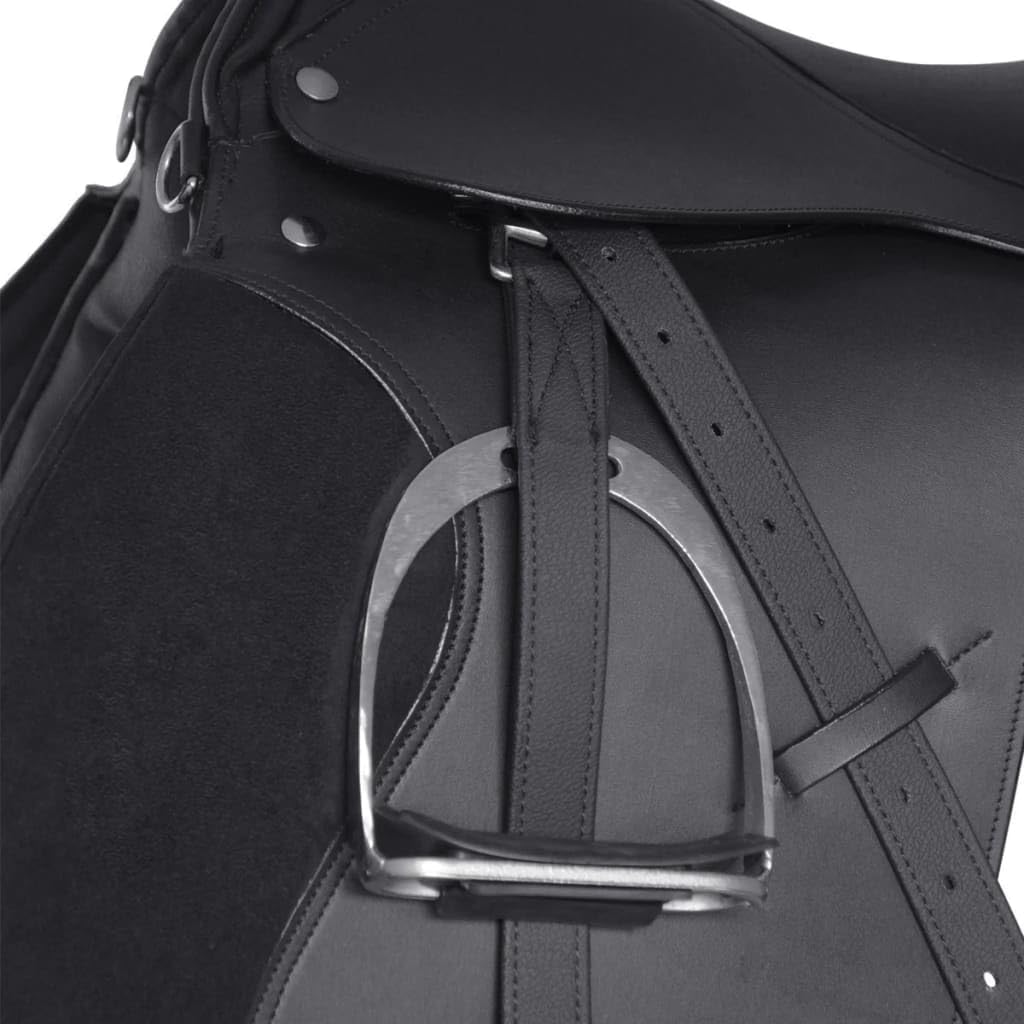 INLIFE 90644 - Juego de sillín para montar a caballo (17,5 pulgadas, piel auténtica, 12 cm, 5 en 1,7,5 kg), color negro