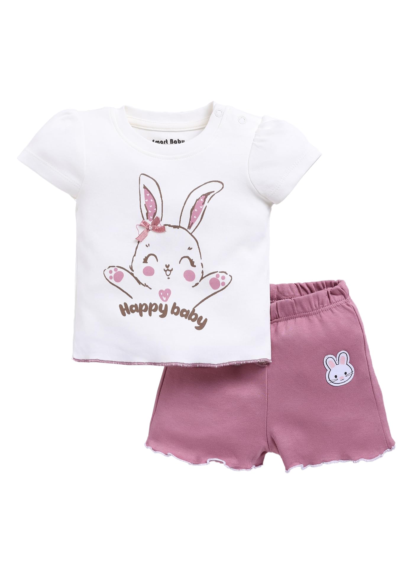 100% Cotton Interlock Fabric T-Shirt and Shorts Set for Baby Girls - Soft, Lightweight, Comfortable (Pack of 1)-image-41