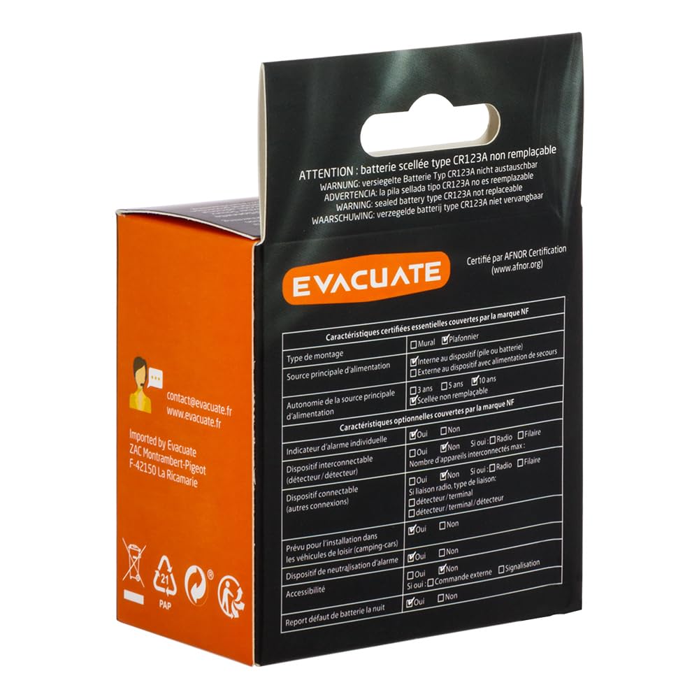 EVACUATE - Lot De 4 Mini Détecteurs De Fumée - Supports Aimantés