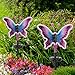 Butterfly Solar Lights, Solar Butterfly Outdoor Light, Garden Decor,Neon Butterfly Garden Lights for Outside, Yard, Pathways,Patio, Lawn, or Landscaping Decor (Amaranth, 2 Pack)