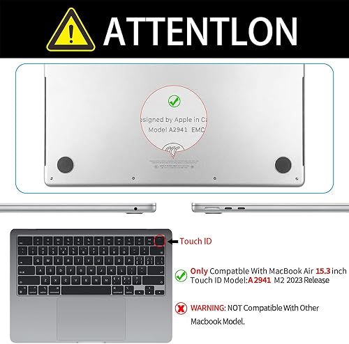 Miniatura 2 de SanMuFly Funda compatible con MacBook Air de 15 pulgadas modelo de lanzamiento 2023 chip A2941 M2, carcasa rígida de plástico con patrón impreso,