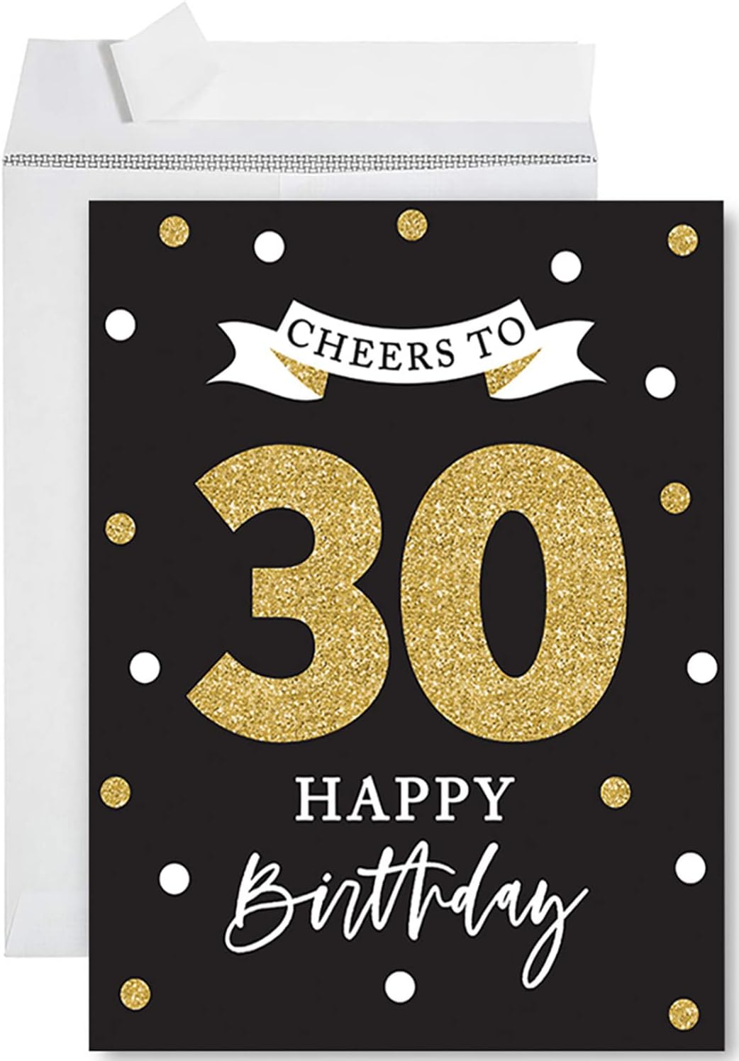 Andaz Press Jumbo Happy Birthday Card with Envelope, Cheers to 30 Birthday Card with Big Blank Greeting Space for Her, Him, Son, Daughter, Coworker, Friend, Bestie, 30th Birthday, 8.5" x 11", 1-Pack