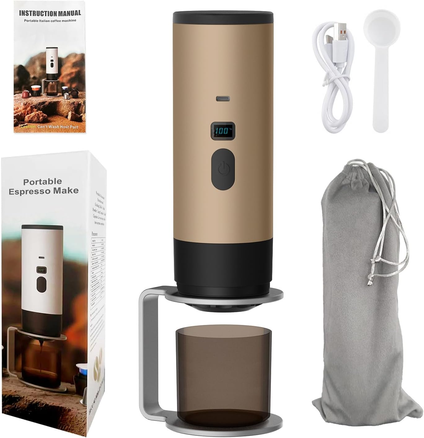 Cafetera Portátil 3 en 1 para Cápsulas y Molido con Batería Recargable