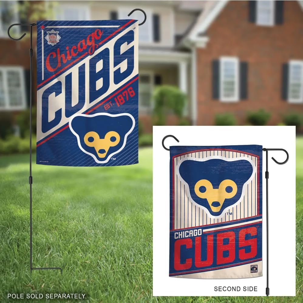 Chicago Cubs Cooperstown Garden Flag 2 sided 12.5" x 18" - Image 2