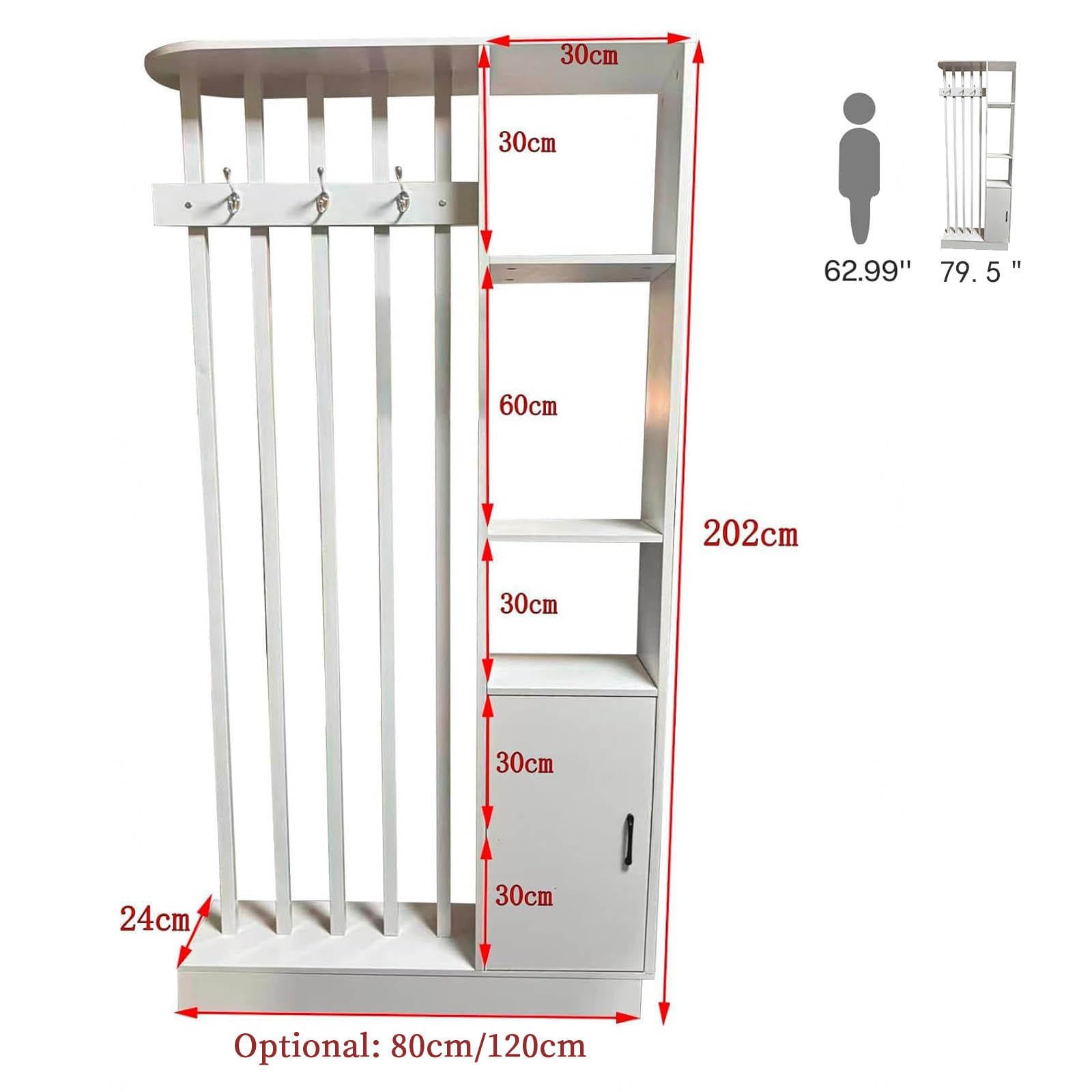 Divisore Modulare Legno Bianco Parete Divisoria Per Interni,202x120x24cm