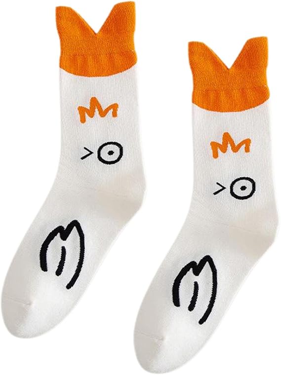 Amazon T Tooyful レディースメンズかわいい動物柄の靴下 面白いカジュアルコットンノベルティクルーソックス 4スタイル オレンジ白 靴下 通販 Amazon T Tooyful レディースメンズかわいい動物柄の靴下 面白いカジュアルコットンノベルティクルーソックス 4スタイル オレンジ白 靴下 通販
