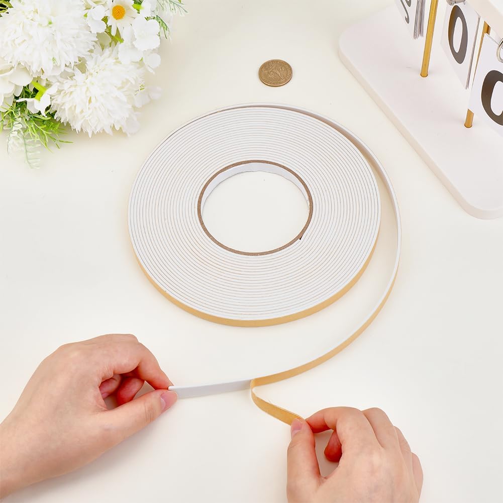 CRASPIRE 33 Feet Foam Weather Stripping Tape Window Door Seal Strip 0.39 x 0.08in White EVA Self Adhesive Single Sided Weatherproof Insulation Gasket Tape for Sliding Window Door Car Soundproofing