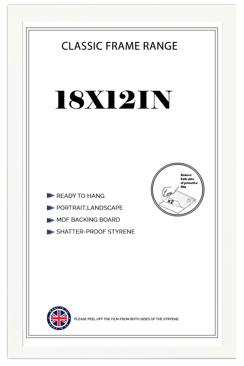 Modern White HD Front Poster Frames 12x18 inches Picture/Photo Frames Vertical or Horizontal Shatter-Proof Perspex Front Easy To Hang for Home, Office, Gallery