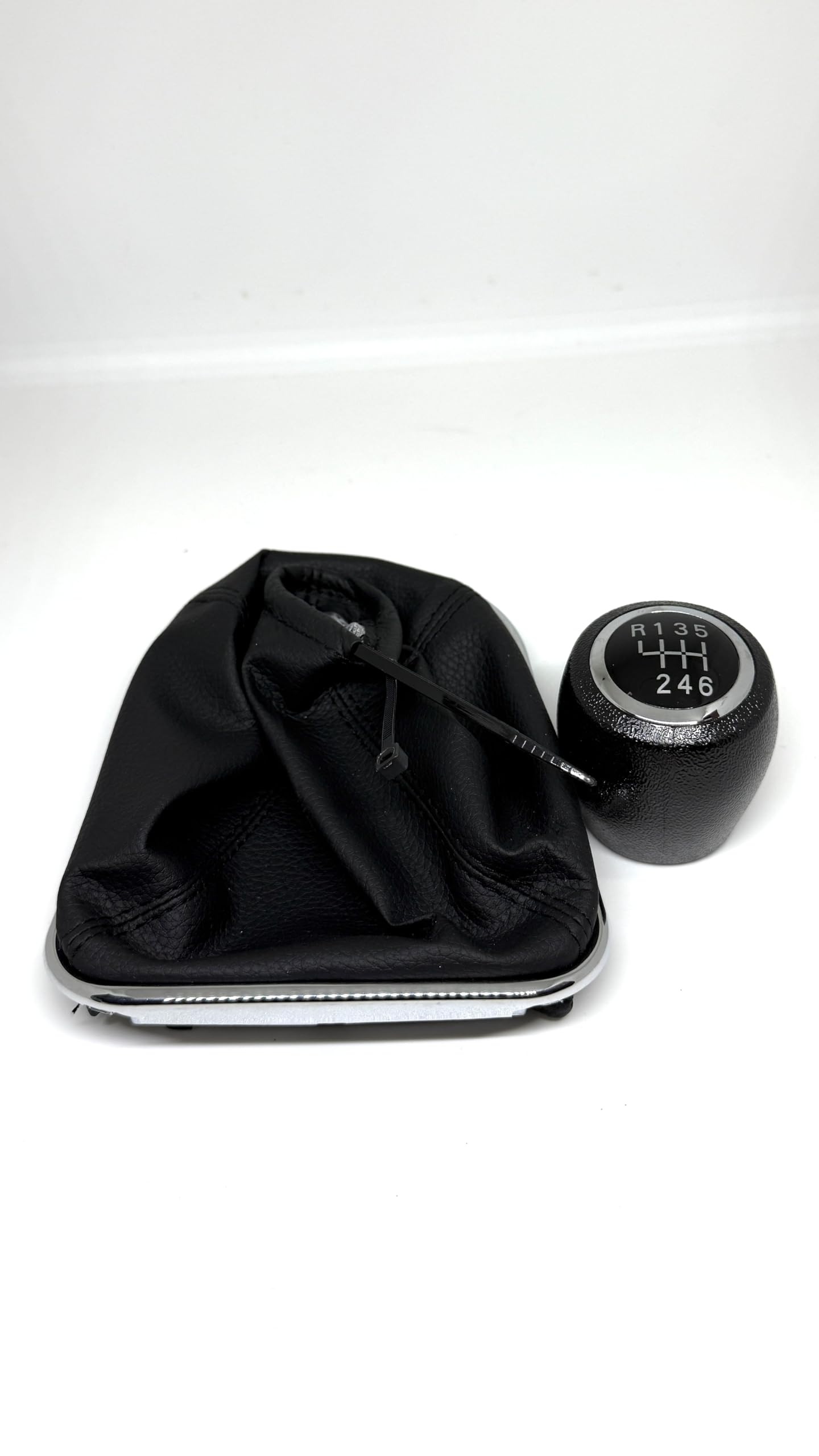 Gear Shift Knob with Dust/Boot Cover for Chevrolet Cruze, PU Leather, Black with Chrome, Complete Set-image-24