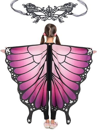 MAGIFIRE Butterfly Wings for Girls, Halloween Costume, Fairy Shawl, Ages 3-15