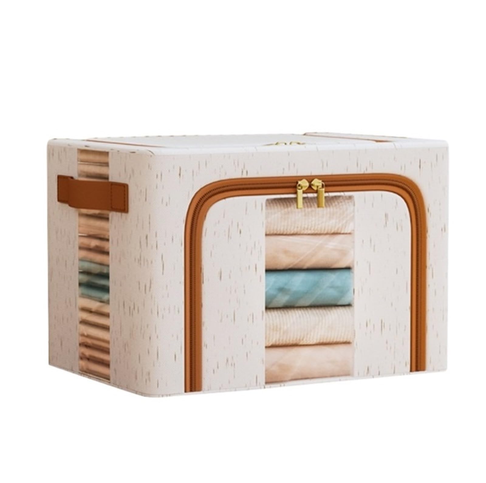 Bolsas Almacenaje Ropa Caja De Almacenamiento Apilable con Caja De Almacenamiento Plegable con Asa De Cremallera Y Ventana Transparente Organizador Armario para Edredones(50 * 40 * 32cm)