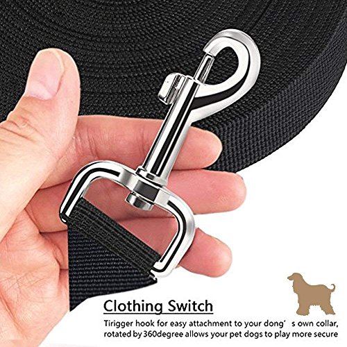 Image of Dog Training Lead Long Rope Cotton Nylon Webbing Recall Obedience Line Leash for Pet 20ft (20.Feet, Black)