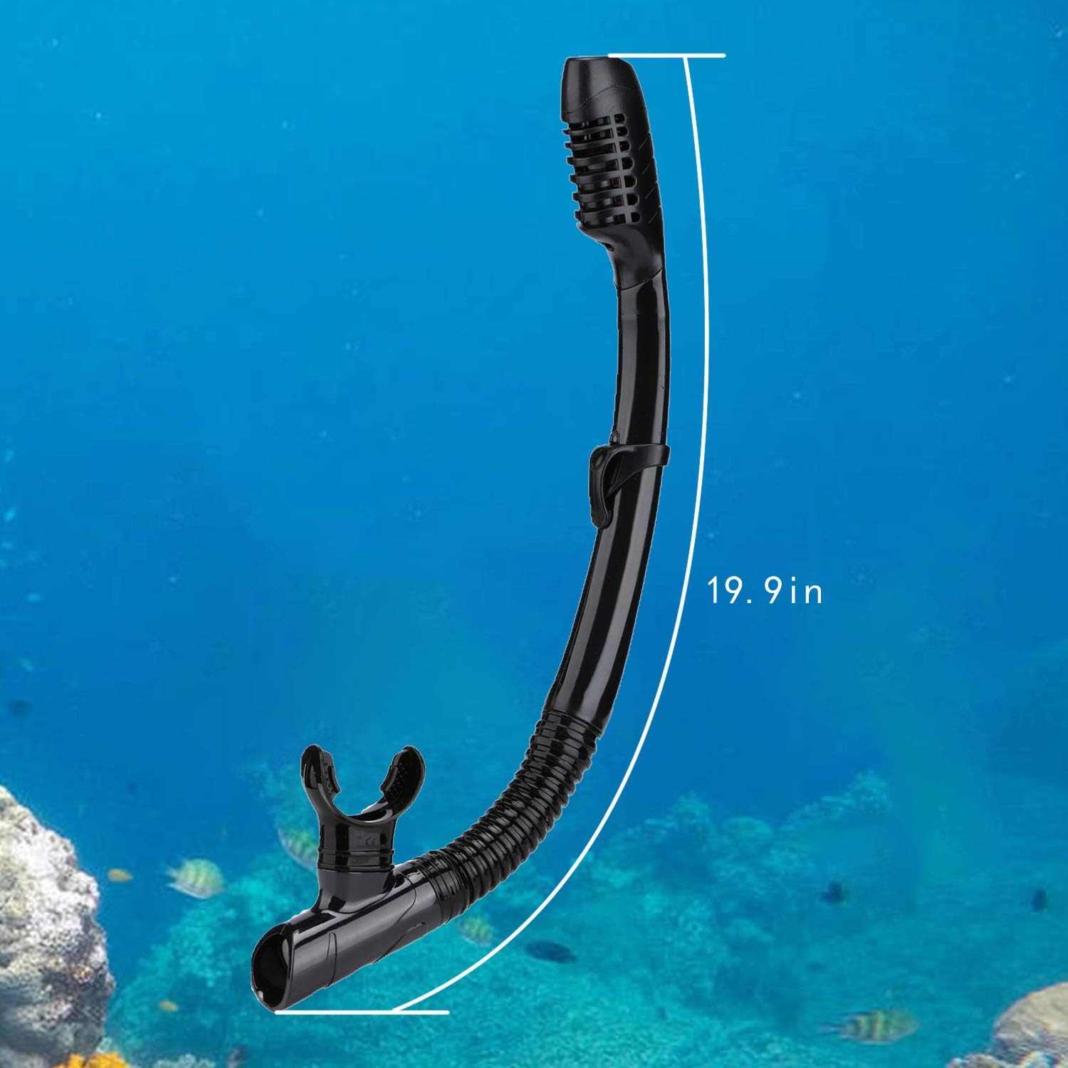AQUA A DIVE SPORTS Dry Snorkel Easy Breath Diving Snorkel for Snorkeling Scuba Diving Freediving Swimming with Top Dry Valve and Food Grade Silicone Mouthpiece for Adult Youth (All Black) : Sports & Outdoors