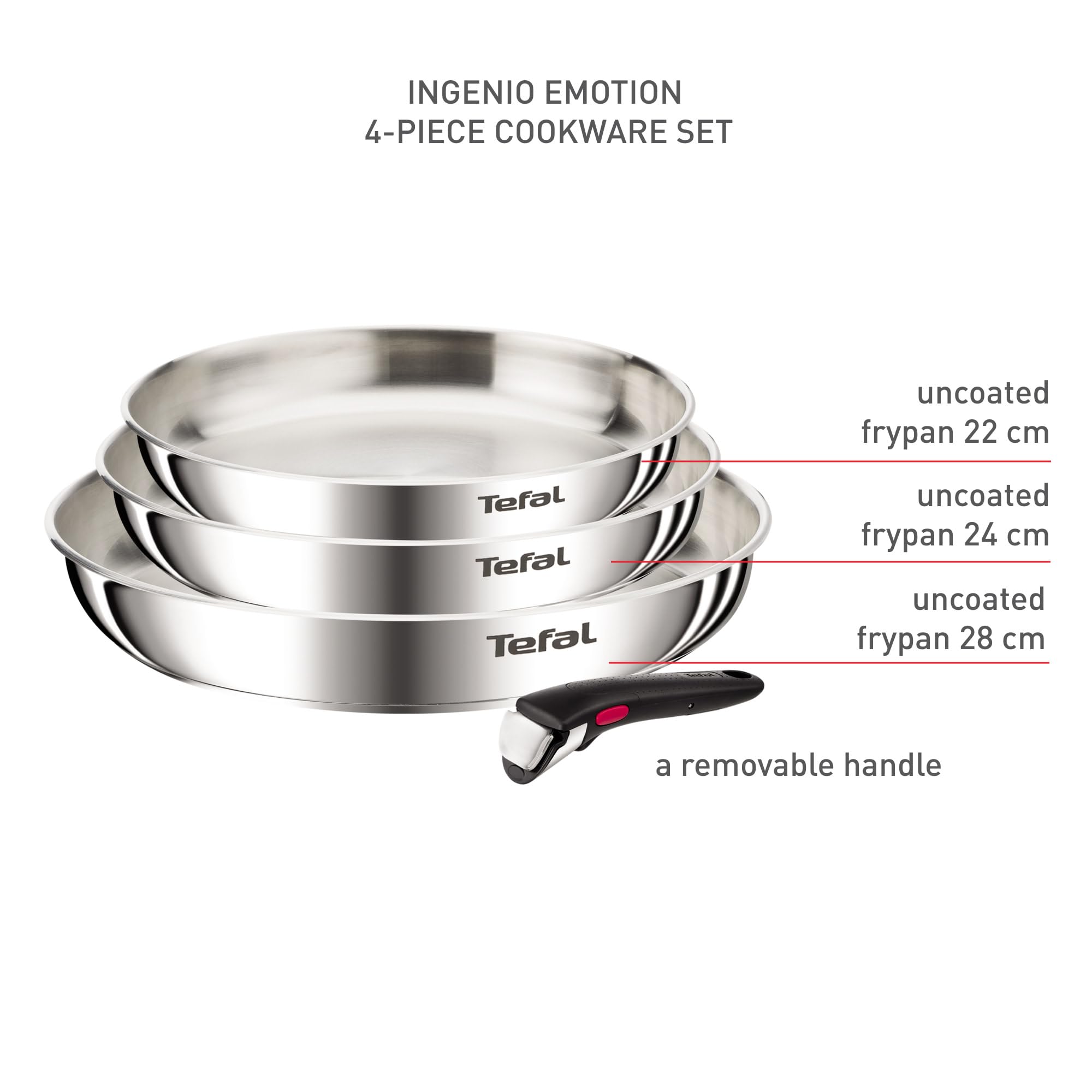 Tefal INGENIO EMOTION, Set 4P, Inox non revêtu
