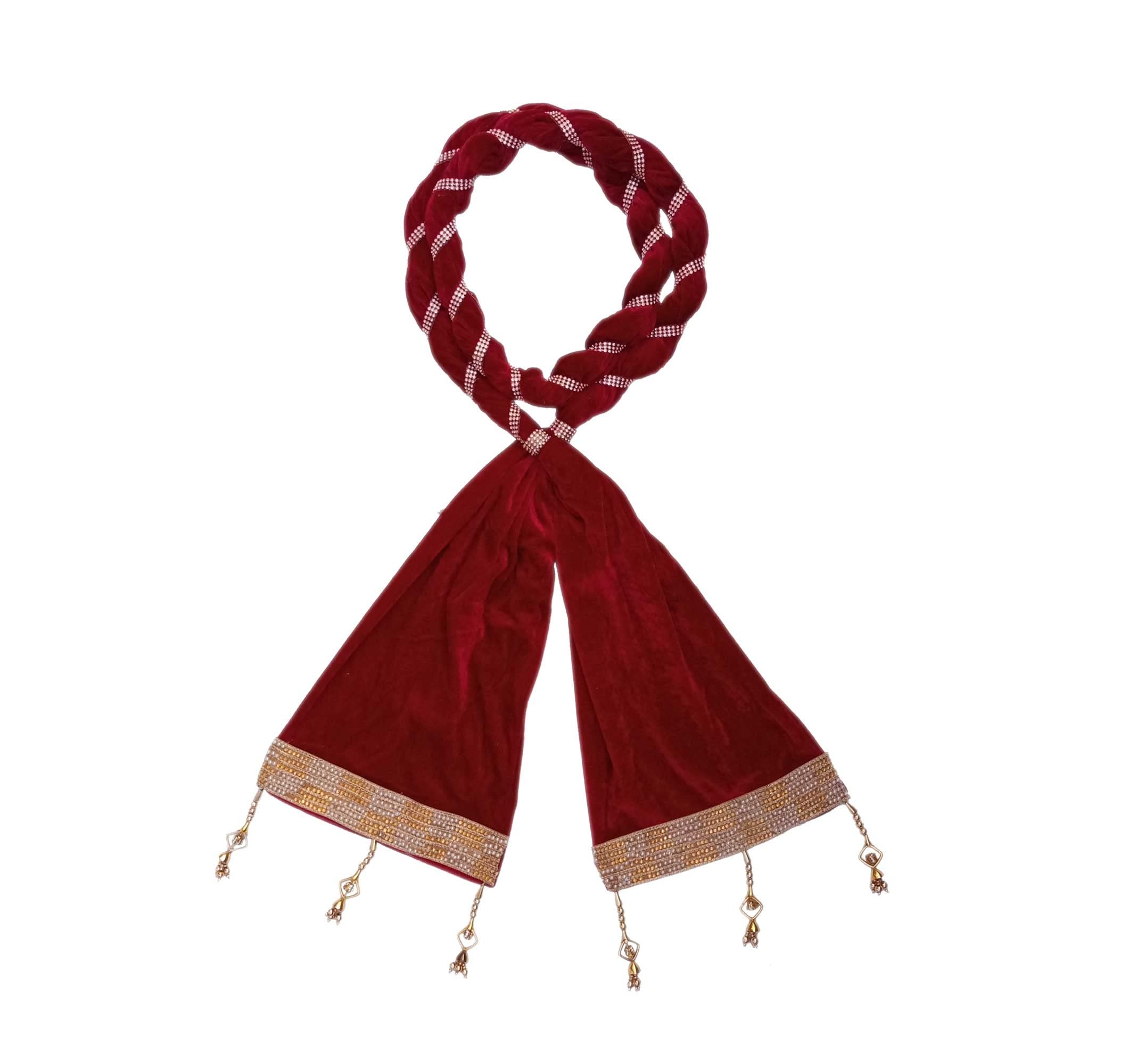 Men's Velvet Sherwani Dupatta Round Zari Design (PCN-002-017_Maroon_Pack_of_1)-image-21