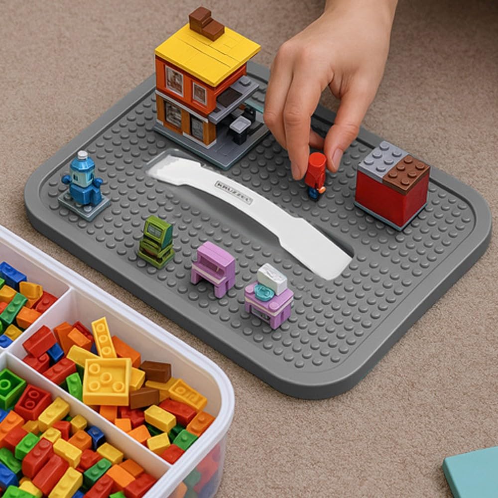 KRUZZEL Spielzeug Organizer 22L 3 Etagen mit Fächern – Stapelbox Transparent mit Tragegriff & Einteilungen – Kistenbox für Bausteine Kinderzimmer