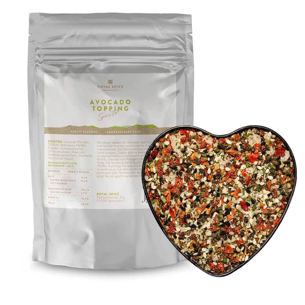 Royal Spice Avocado Topping - Avocado Gewürz & Topping für Avocados, zum Würzen von Bowls & vegetarischen Gerichten oder zum Abschmecken einer leckeren Guacamole - Spice n Fit (1kg)