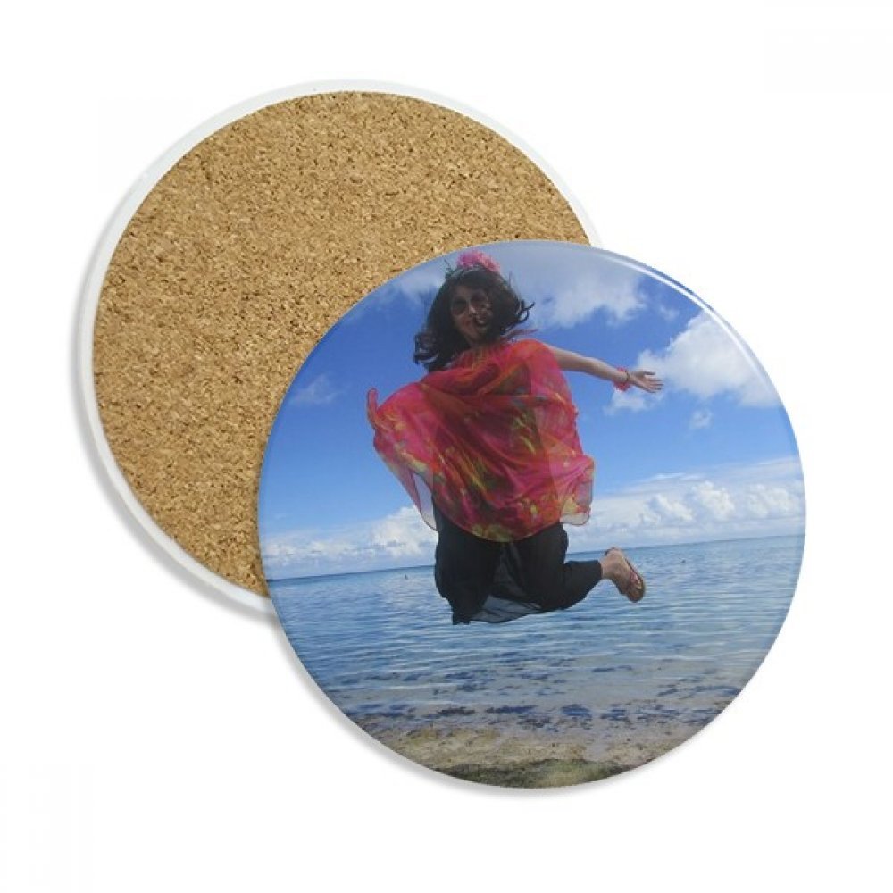 Coaster en céramique Wave Beach par Ellie Yao | Set de 2 dessous de verre absorbants