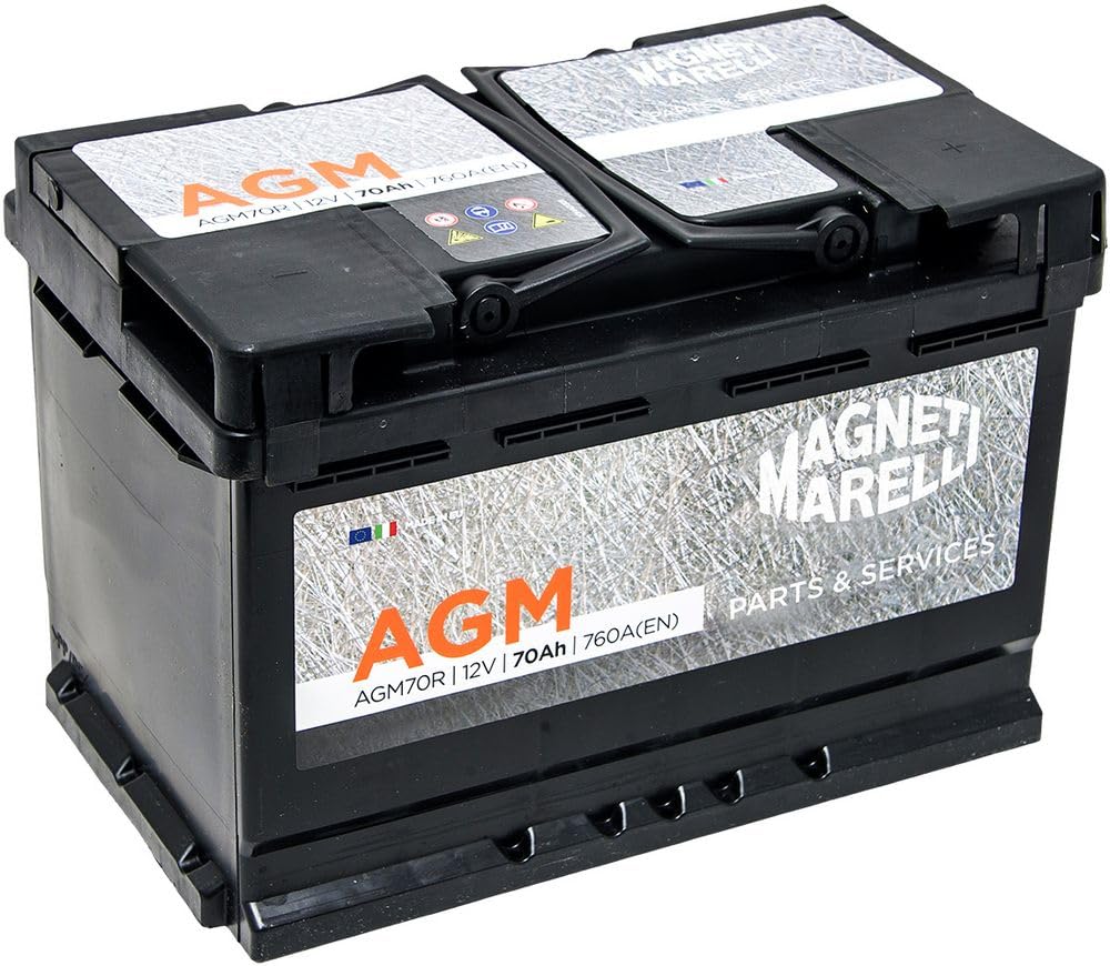 Magneti Marelli Parts & Services - Batteria Auto 70 Ah con Tecnologia Agm, Batteria Auto Start e Stop L03 069070760009 al Piombo Acido, Alte Prestazioni - 12V 100Ah 720A B13 con Maniglie, Ricambi Auto