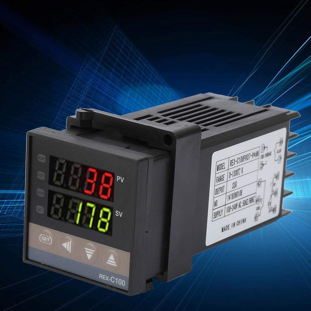 KSTE Régulateur PID Numérique REX-C100 0-1300°C - Contrôle Température Précis AC 110-240V Avec Alarme
