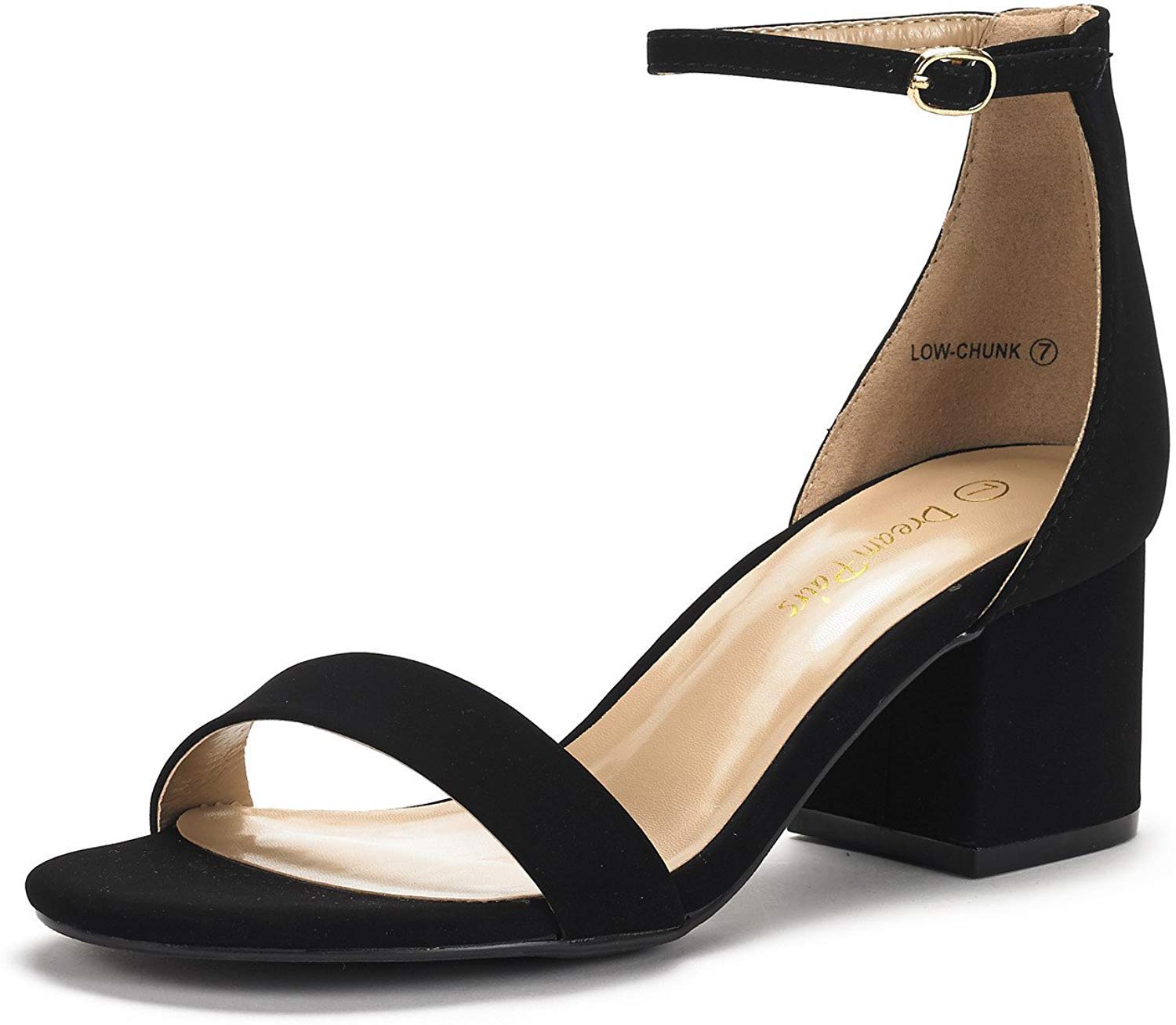 DREAM PAIRSWomen's Low-Chunk Low Heel Pump Sandals, Black/Nubuck, 10