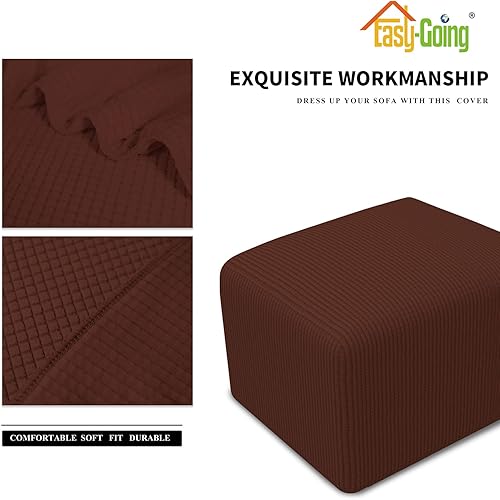 Vista 519 de Easy-Going - Funda elástica para taburete otomano, funda protectora para muebles, funda rectangular con parte inferior elástica Beige