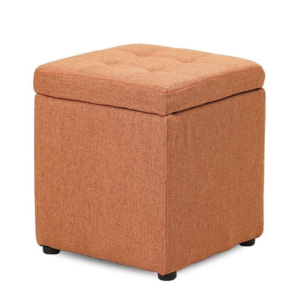 Repose-Pieds Rembourré Cube en Lin Haut de Gamme avec Rangement