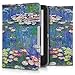 Produktbild kwmobile Tolino Shine 2 HD Hülle - Kunstleder eReader Schutzhülle Cover Case für Tolino Shine 2 HD - Ölmalerei Wasserlilien Design Rosa Grün Blau