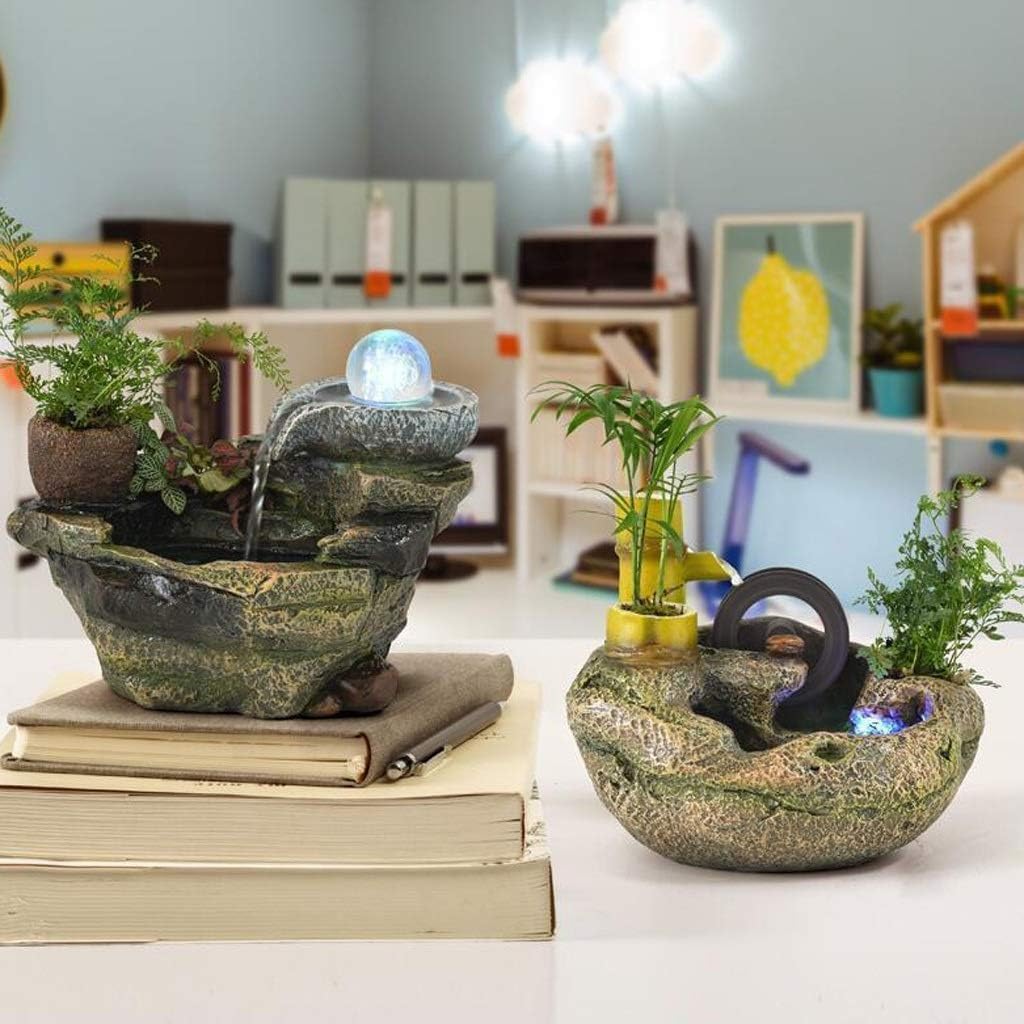 Tabletop Fountain Water Fountains indoorDesktop Fountain Desktop Fountain Resin Natural Rock Waterfall Home Office
